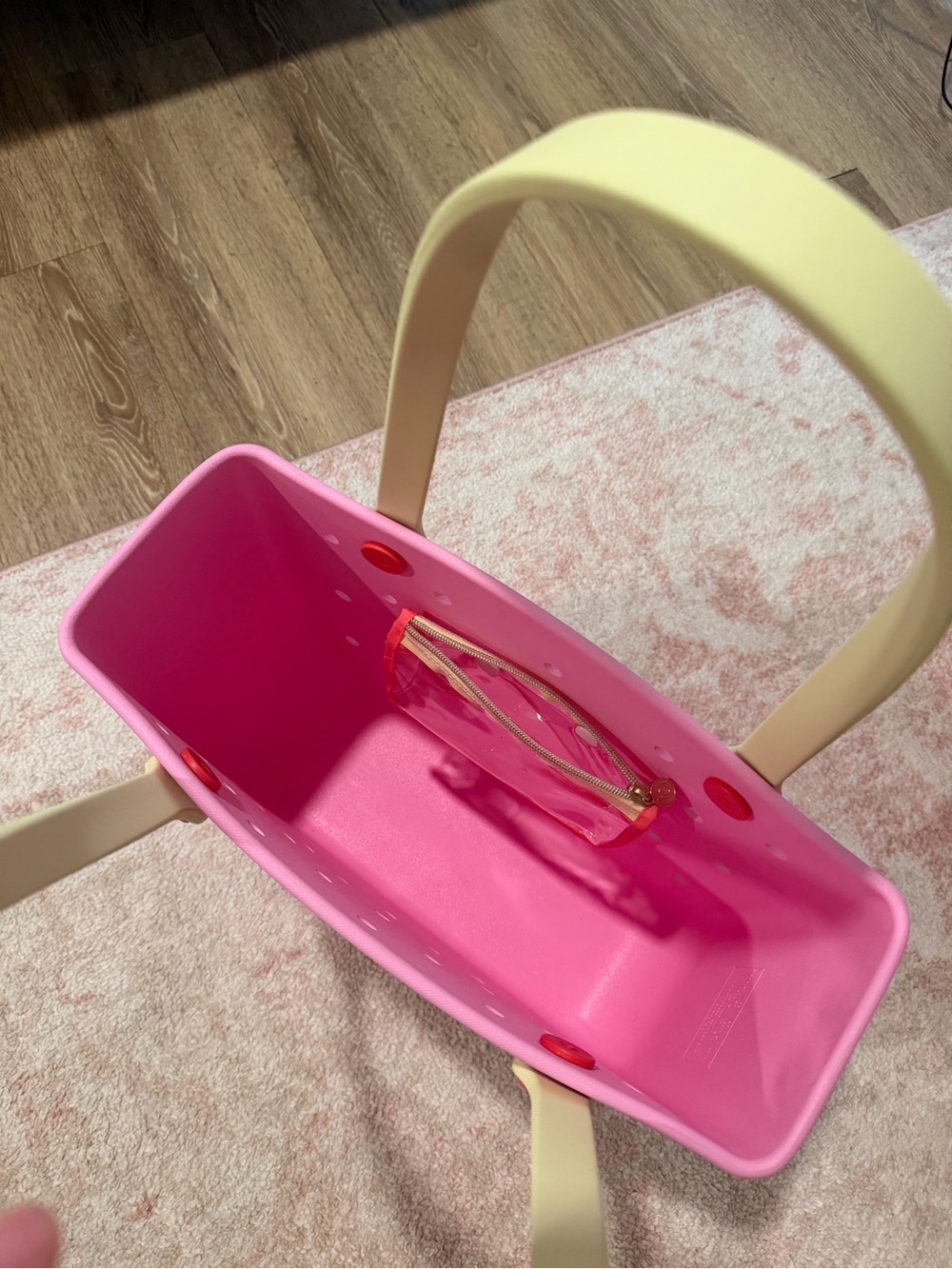 BOGG BAG Pink Tote with Yellow Handles - Picture 2 of 2